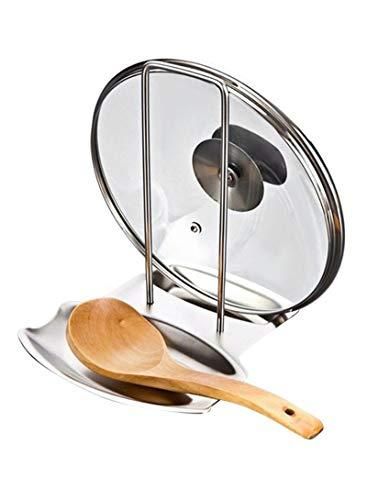 Pan Cover and Spoon Holder Stainless Steel Pan Pot Lid Rack Bracket Stand Spoon Rest Stove Organizer Home Storage Soup Spoon Rests Kitchen Tools