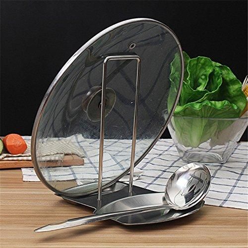 Pan Cover and Spoon Holder Stainless Steel Pan Pot Lid Rack Bracket Stand Spoon Rest Stove Organizer Home Storage Soup Spoon Rests Kitchen Tools