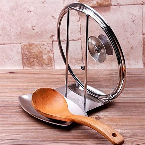 Pan Cover and Spoon Holder Stainless Steel Pan Pot Lid Rack Bracket Stand Spoon Rest Stove Organizer Home Storage Soup Spoon Rests Kitchen Tools