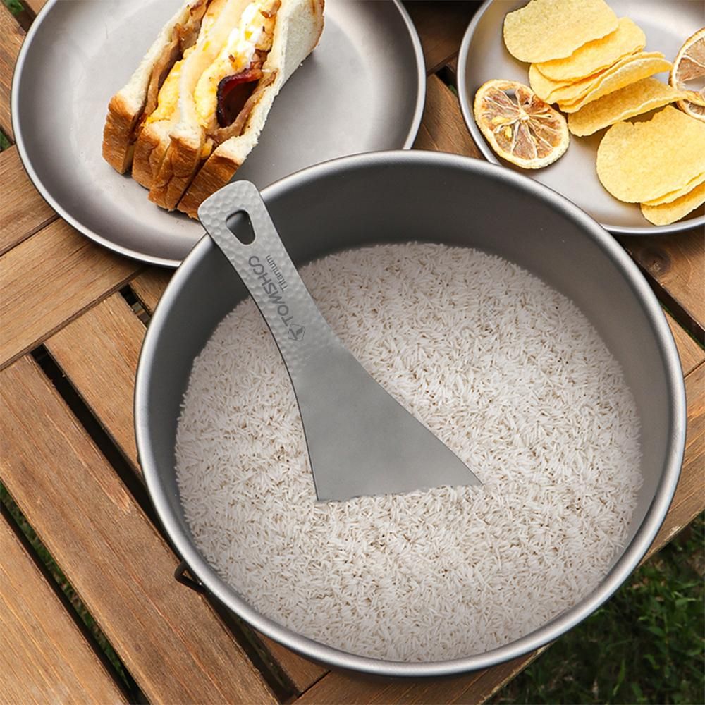 TOMSHOO Pure Titanium Rice Spoon Kitchen Household Titanium Alloy Spatula for Scooping Rice  Large Spoon for Camping and Outdoor Use