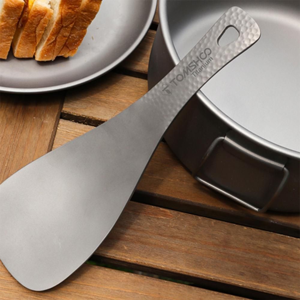 TOMSHOO Pure Titanium Rice Spoon Kitchen Household Titanium Alloy Spatula for Scooping Rice  Large Spoon for Camping and Outdoor Use