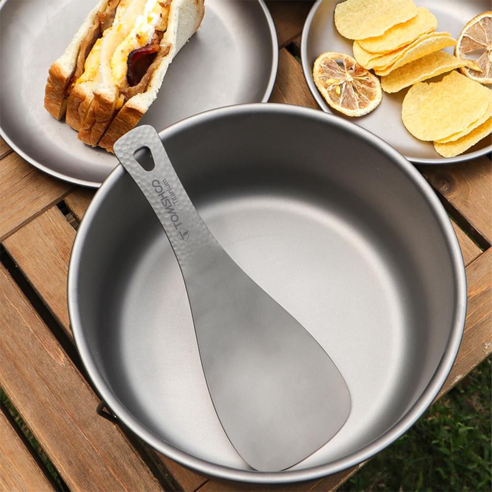 TOMSHOO Pure Titanium Rice Spoon Kitchen Household Titanium Alloy Spatula for Scooping Rice  Large Spoon for Camping and Outdoor Use