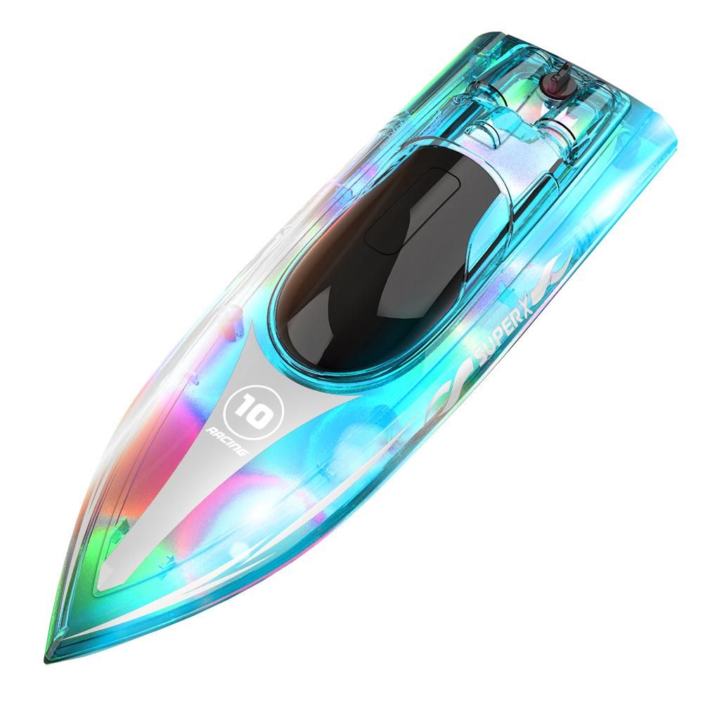 2.4GHz Remote Control Boat with LED Lights Electric Racing Boat Outdoor Pools Lakes Boat with Night Light Water Sensor Switch Low-Battery Reminder for Child Adults Gifts