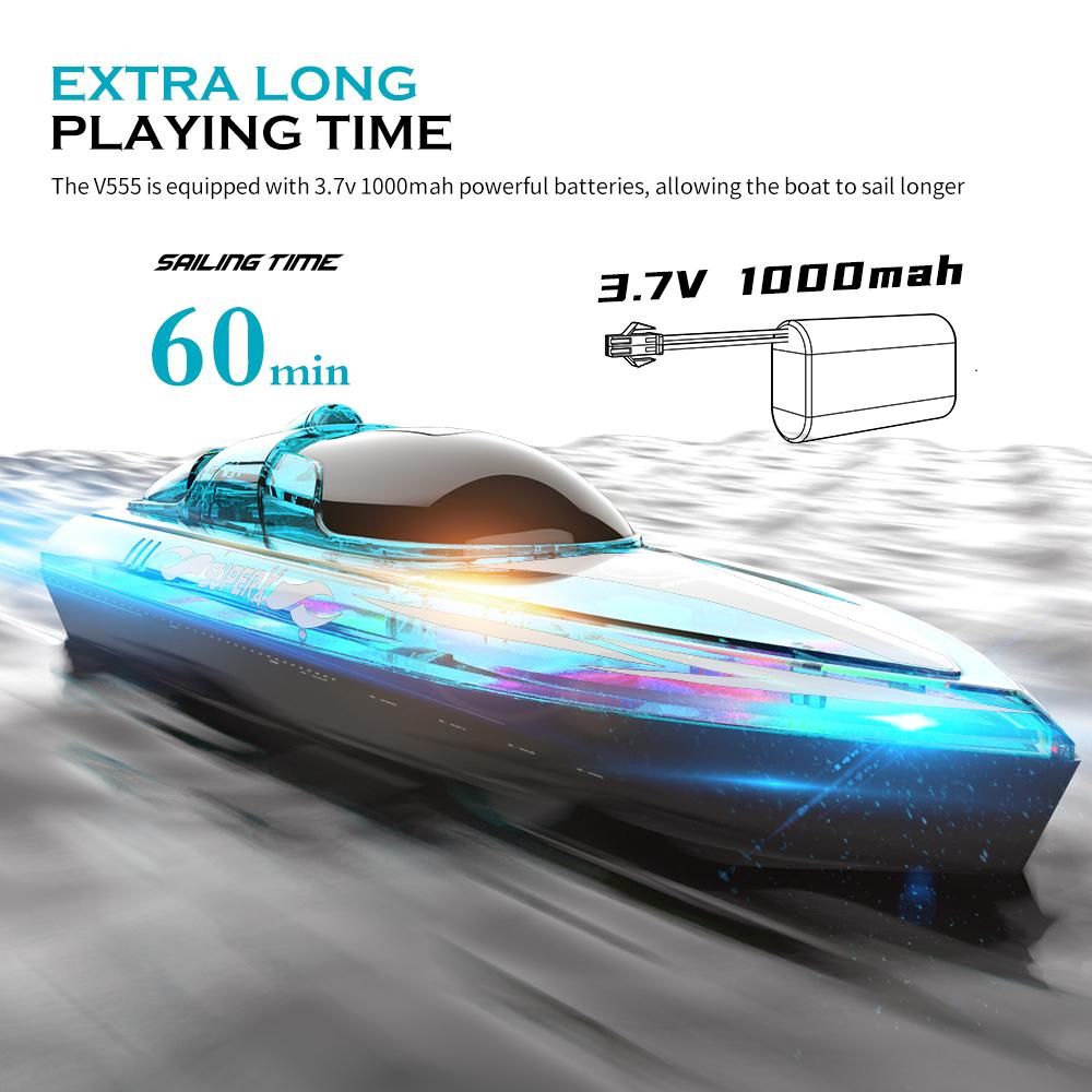 2.4GHz Remote Control Boat with LED Lights Electric Racing Boat Outdoor Pools Lakes Boat with Night Light Water Sensor Switch Low-Battery Reminder for Child Adults Gifts