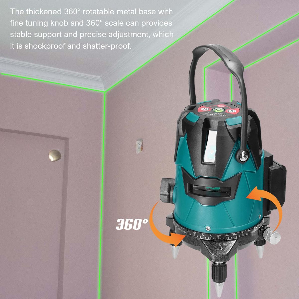 Multifunction 5 Green Lines Laser Level Measurement Tool with Vertical Horitical Straight Line for Home Improvement Construction