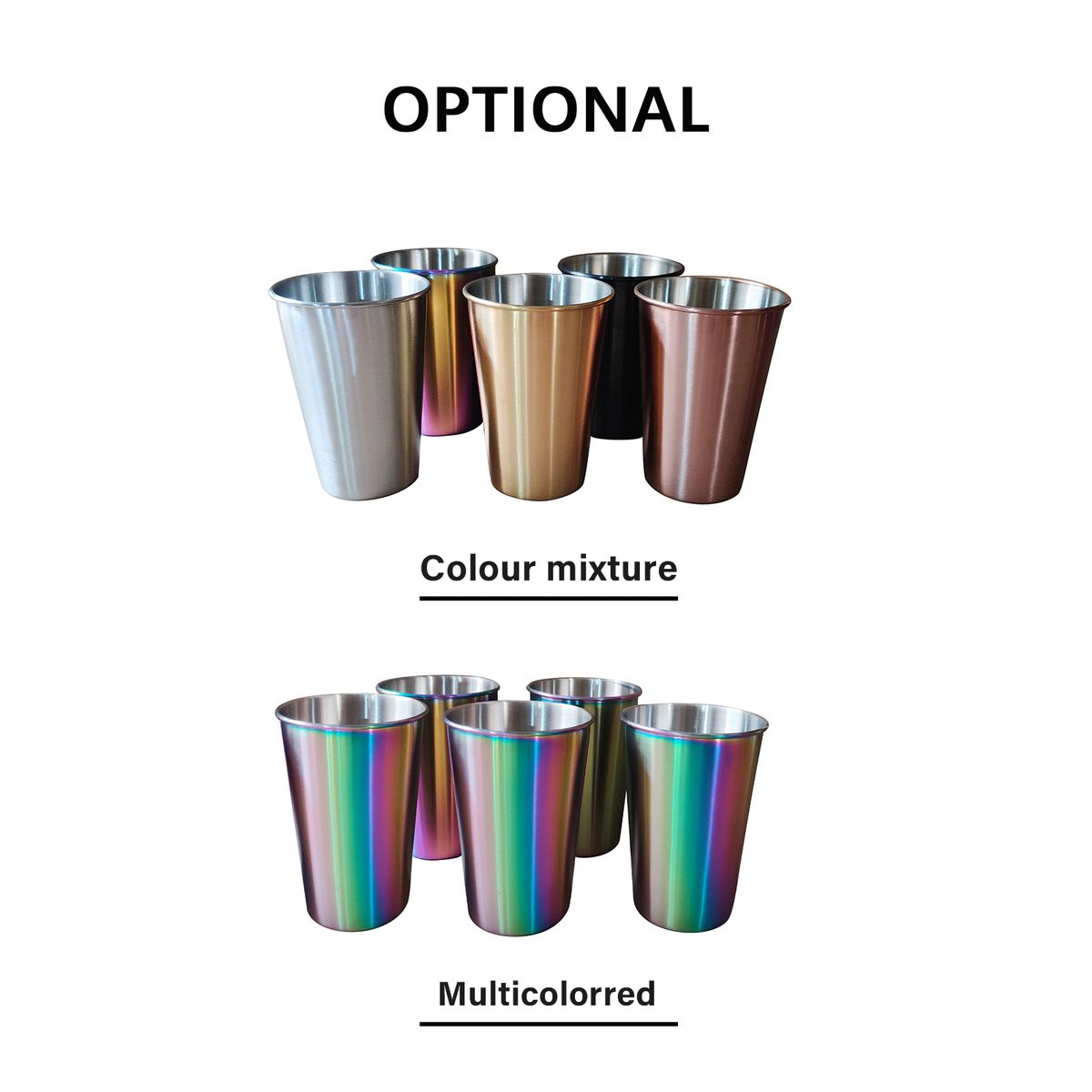 5pcs Stainless Steel Cups 500ml Capacity For Kids Adults