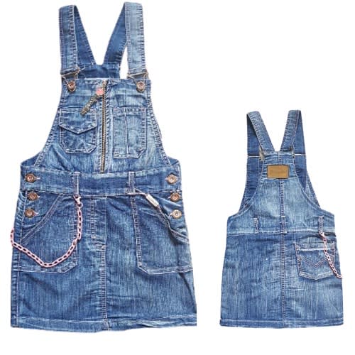 Miss Elitte Turkey Girls Jeans Gown With Pink Chain