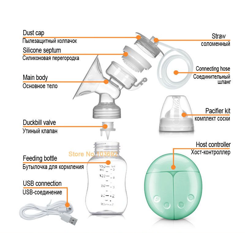Electric Breast Pump Automatic Milking Machine Massage -Blue