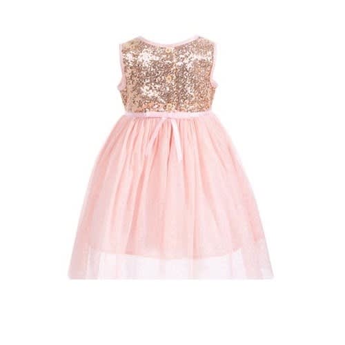 Special Occasion Girls' Sequin Dress With Fur Bolero Jacket Petit Coat