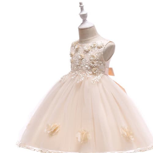 Girls' Princess Sleeveless Wedding Party Dress - Peach
