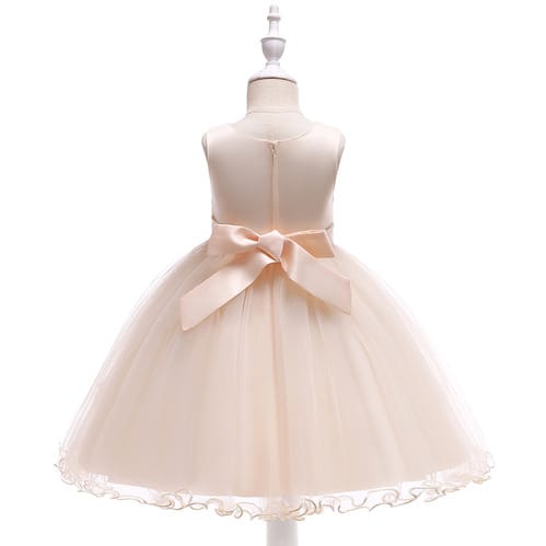 Girls' Princess Sleeveless Wedding Party Dress - Peach