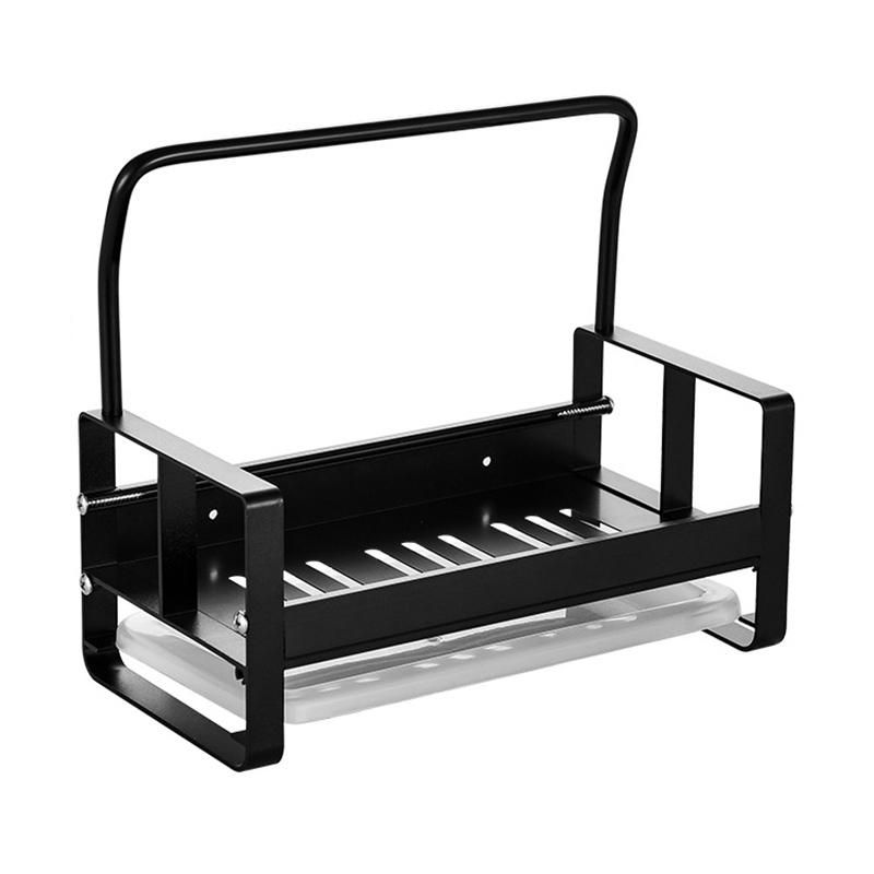 Practical Large Sponge Holder Kitchen Sink Caddy Rack Stand Cleaning Brush Soap Organizer Storage Rack with Drain Tray
