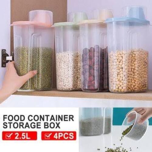 Food Storage Containers With Coloured Lids - 4 Pieces