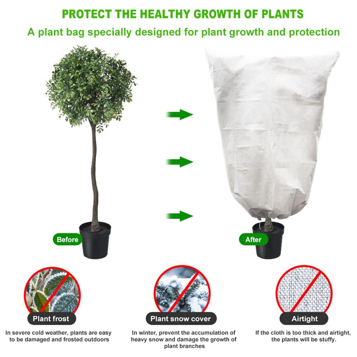 Plant Frost Cover Plantguard Frost Blankets Breathable for Plants White