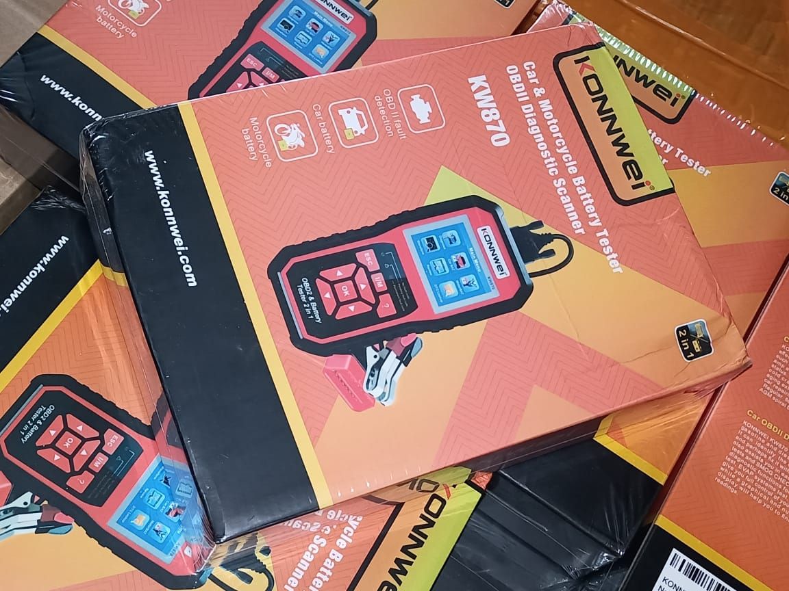 KW-870 MultiFunctional Battery Tester & OBD II Scanner For Cars, Motorcycle, Motors Diagnostic Tool