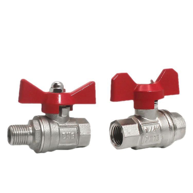 Internal and External Thread High Temperature Brass Electroplating Butterfly Valve Water Heater Butterfly Valve Straight-through Valve Switch Accessories 4 Points 2 Points
