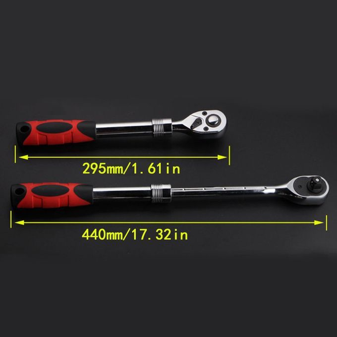 Rat Het So Ket Wren H Tool Fast  Agon  Asing Automobile Repair Large Medium Small Flying Teles Opi  Rat Het Wren H-red Black Silver-1/2 Telescopic Ratchet 12.5MM