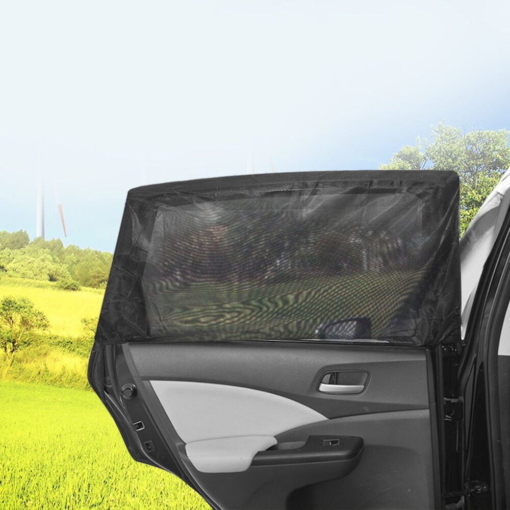 2Pcs Car Window Sunshade Curtains Anti-Mosquito Net Sun Protection Visor Screen Mesh SUV