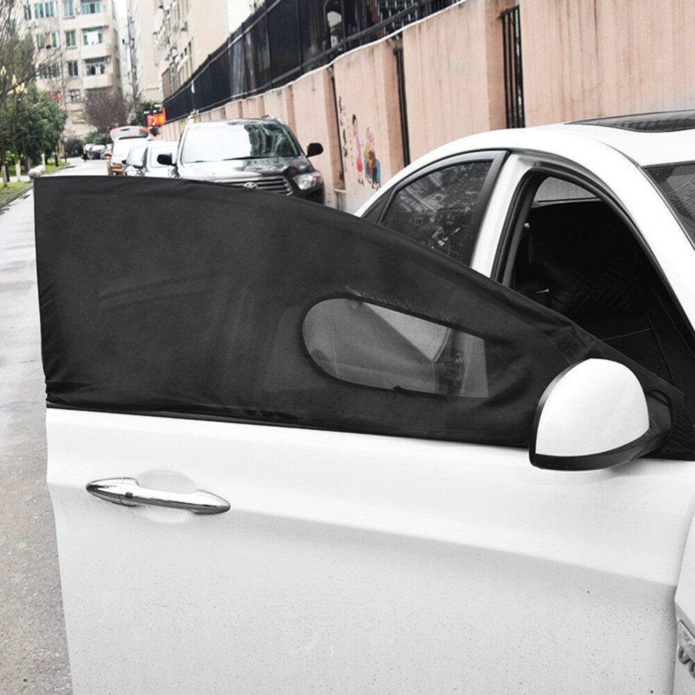 2Pcs Car Window Sunshade Curtains Anti-Mosquito Net Sun Protection Visor Screen Mesh SUV
