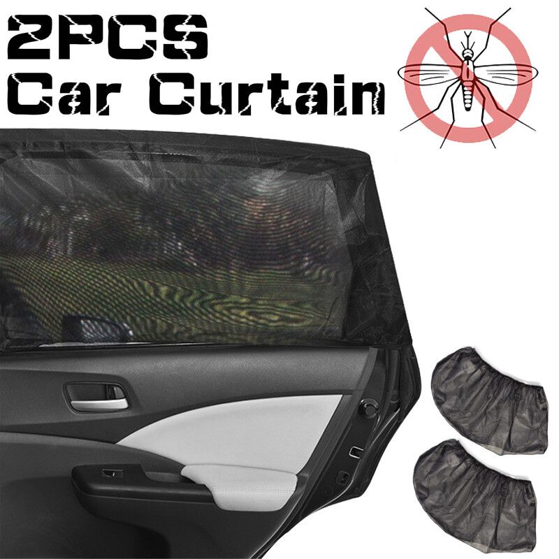 2Pcs Car Window Sunshade Curtains Anti-Mosquito Net Sun Protection Visor Screen Mesh SUV