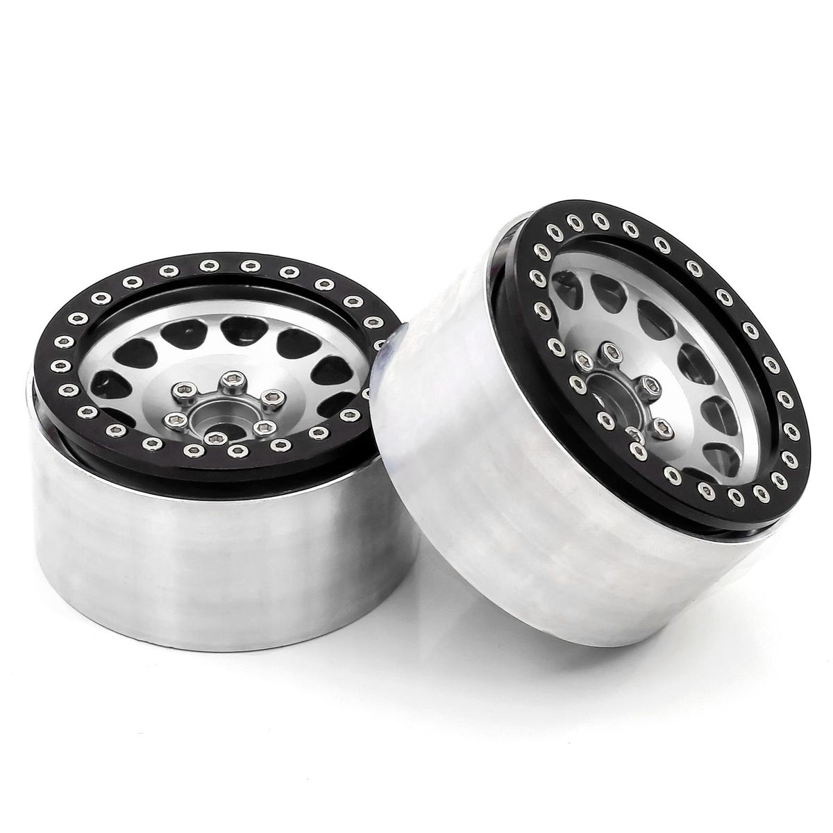 Aluminum Alloy Wheel Rim Beadlock Silvery Wheel Rims Hub 4pcs 2.2inch 65*36mm  Replacement for Trax4 Trax6 Axial Scx10 Rr10 Wraith Yeti  1/8 1/10 Remote Control Car