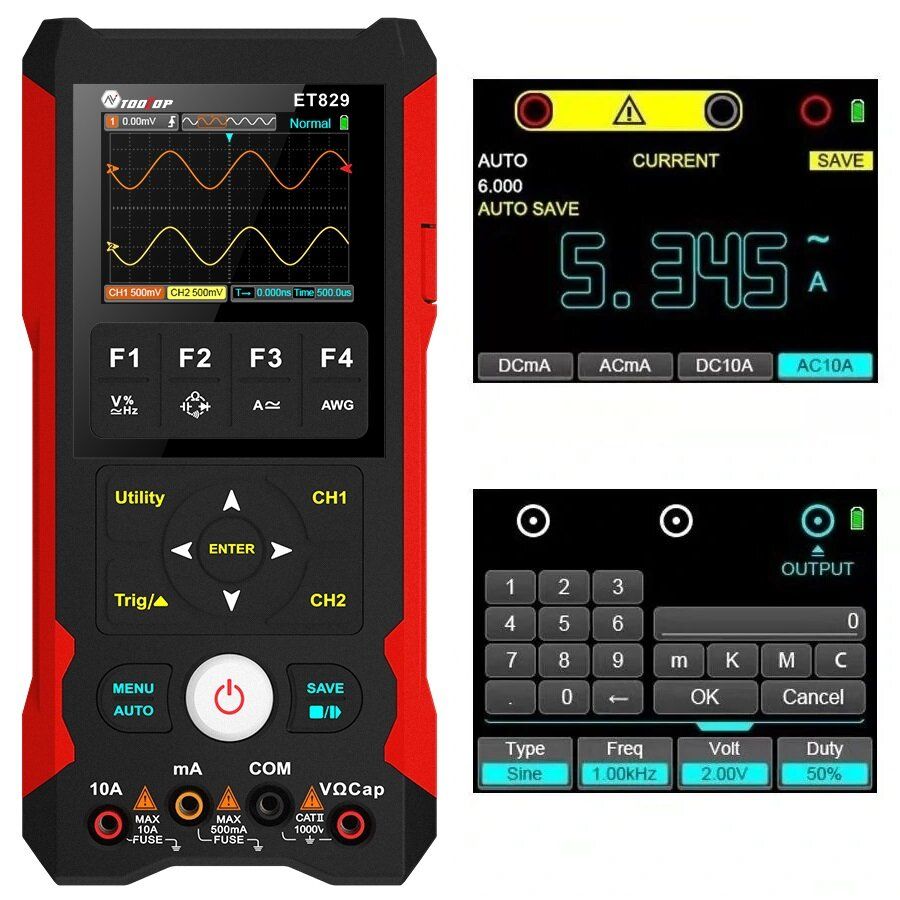 TOOLTOP ET829 OSC + DMM + Waveform Generator 3 In 1 80MHz
