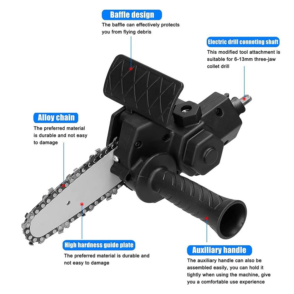 Electric Drill Converter Into Electric Saw with 4 Inch Chain