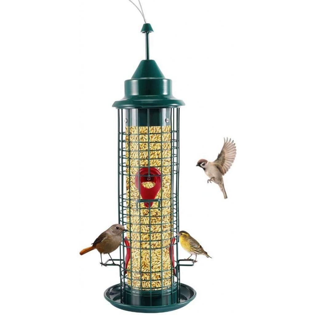Metal Birdfeeder Squirrel Bird Feeder With 4 Feeding