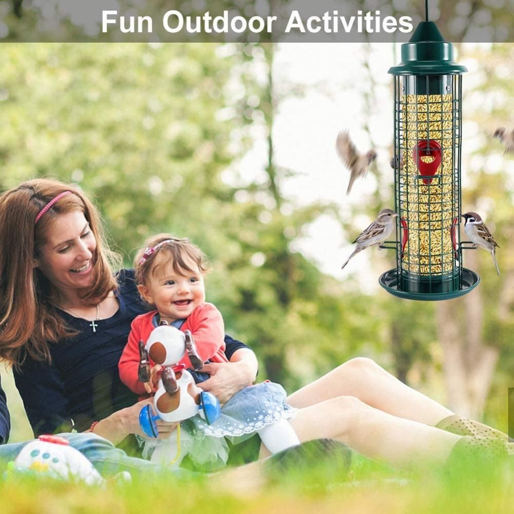 Metal Birdfeeder Squirrel Bird Feeder With 4 Feeding