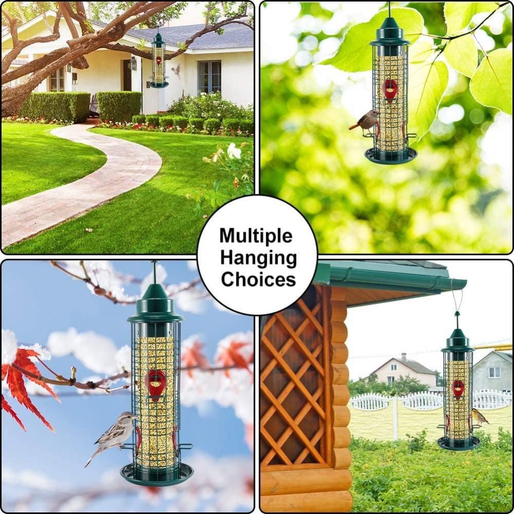 Metal Birdfeeder Squirrel Bird Feeder With 4 Feeding