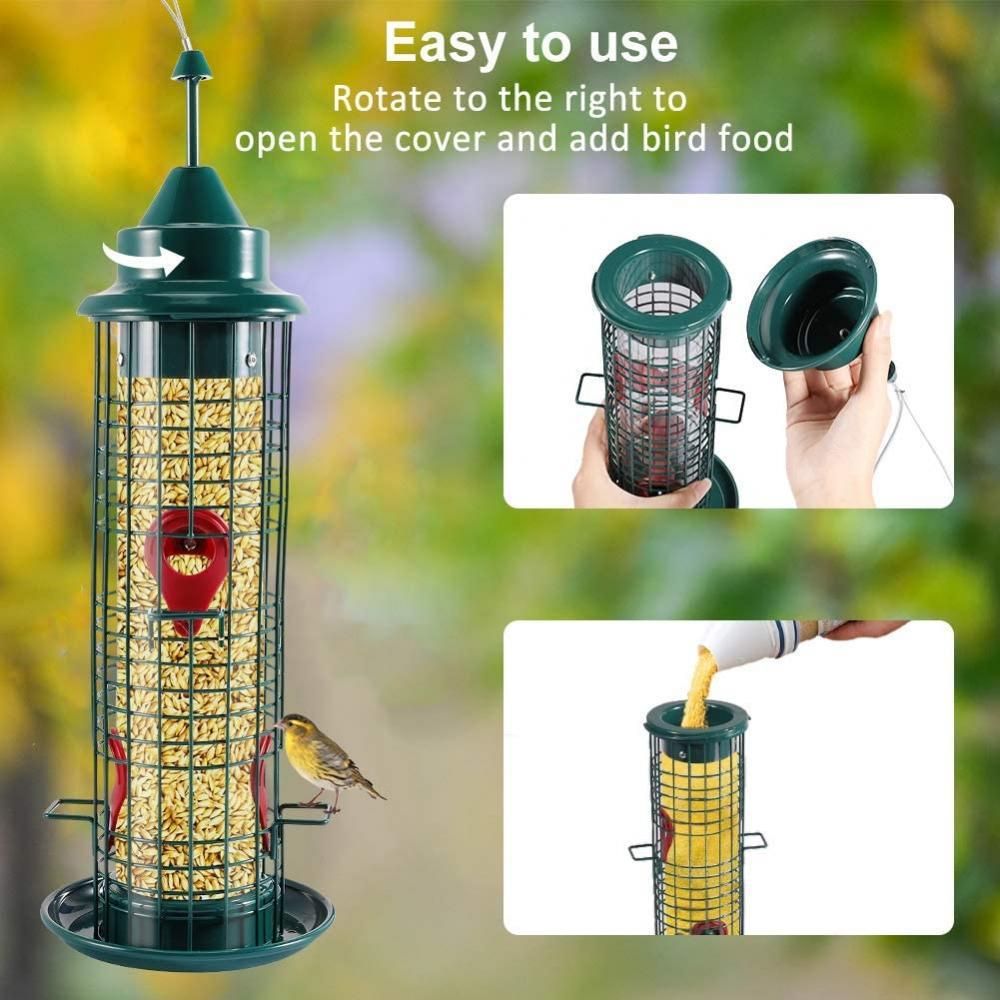 Metal Birdfeeder Squirrel Bird Feeder With 4 Feeding