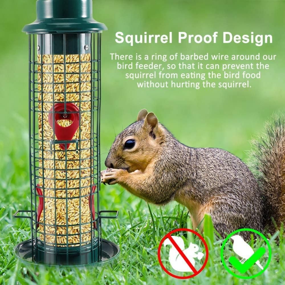 Metal Birdfeeder Squirrel Bird Feeder With 4 Feeding
