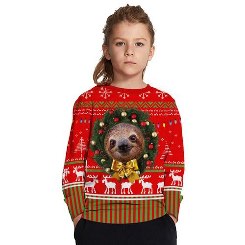 Parent Child Sloth Collar Long Sleeve Sweater---ChildBAX014-BJQ007