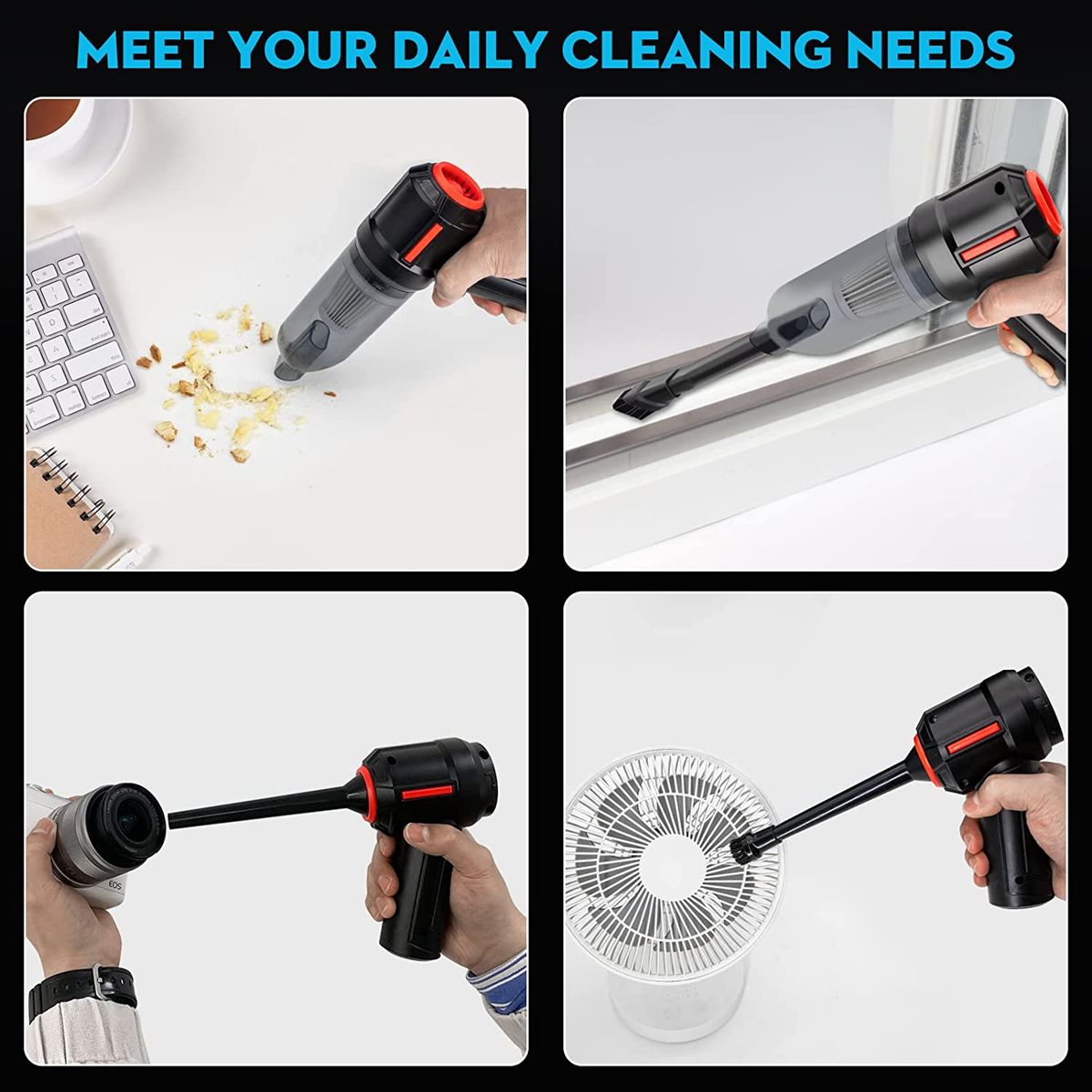 Mini Vacuum Compressed Air Blower Duster Clearner 3-in-1
