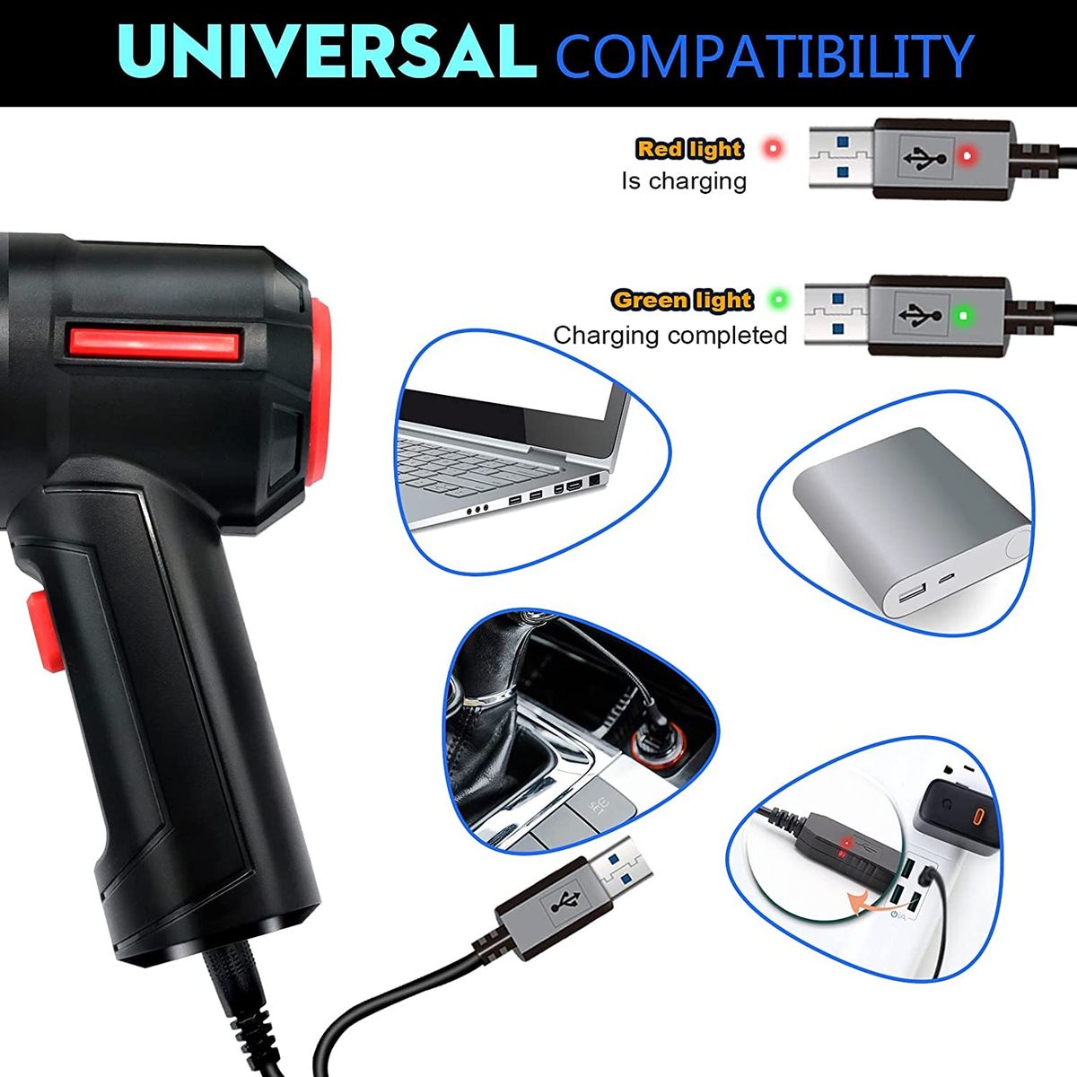 Mini Vacuum Compressed Air Blower Duster Clearner 3-in-1
