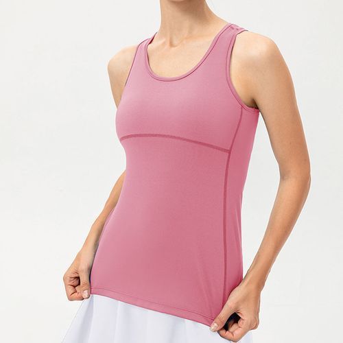 Womens Fitness Tank Top Running Vest Casual Gym Sleeveless Sportswear（Pink）