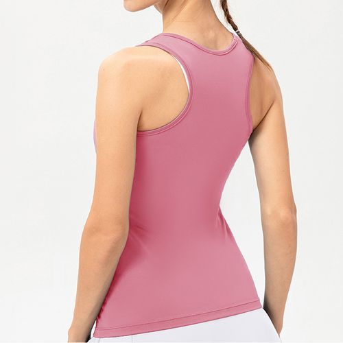 Womens Fitness Tank Top Running Vest Casual Gym Sleeveless Sportswear（Pink）