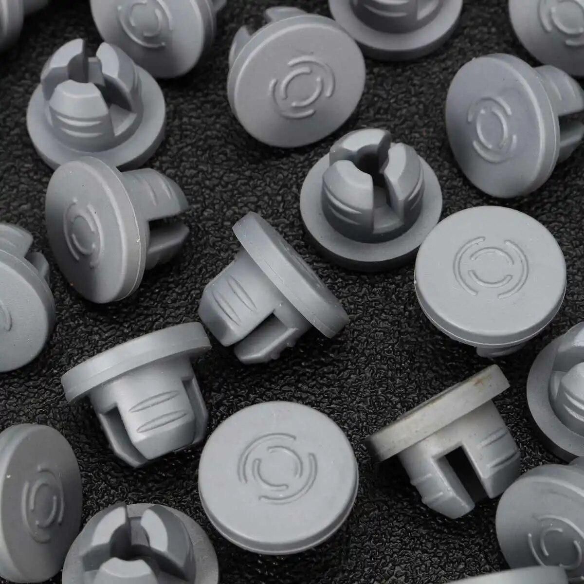 Rubber Stoppers 100PCS Self Healing Injection Ports Inoculation For 20mm Opening Vials Glass Bottles Jars Sealing Organizer Grey