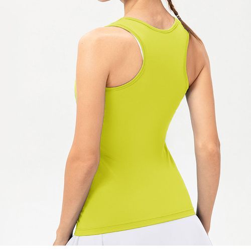 Womens Fitness Tank Top Running Vest Casual Gym Sleeveless Sportswear（Yellow）