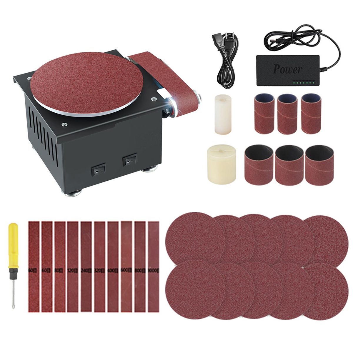 Bench Belt Disc Sander Sanding Roller Electric Edge  Grinding Machine for Wood Metal Acrylic Benchtop ing