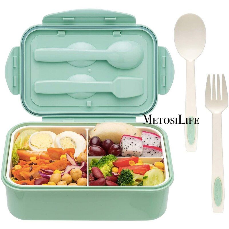 Bento Boxes For Adults - 1400 ML Lunch Box For Kids Children With Spoon & Fork - Durable, Leak-Proof For On-the-Go Meal,BPA FREE