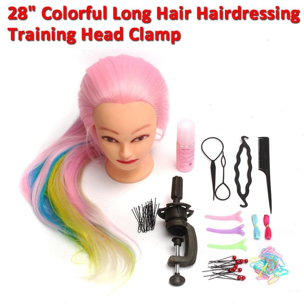 28" Salon Hairdressing Hair Training Practice Mannequin Doll Model Head Clamp