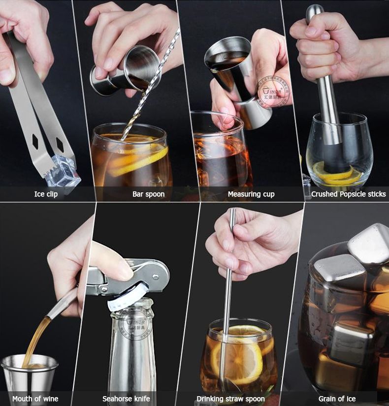 20pcs Cocktail Set Boston Shaker Mixer Stainless  Home&Bar