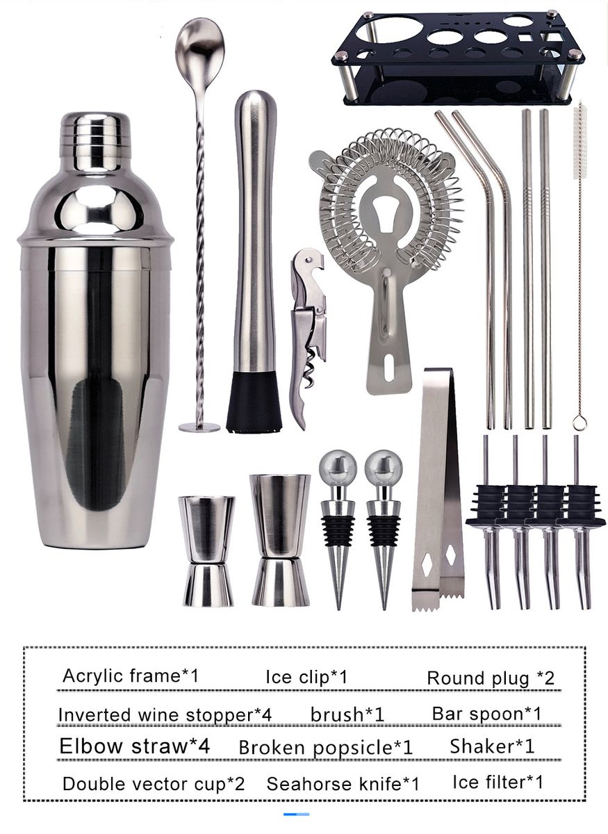 20pcs Cocktail Set Boston Shaker Mixer Stainless  Home&Bar
