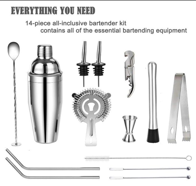 14 In1 Shaker Cocktail Set Bar Tools Barman Bartender Drinks