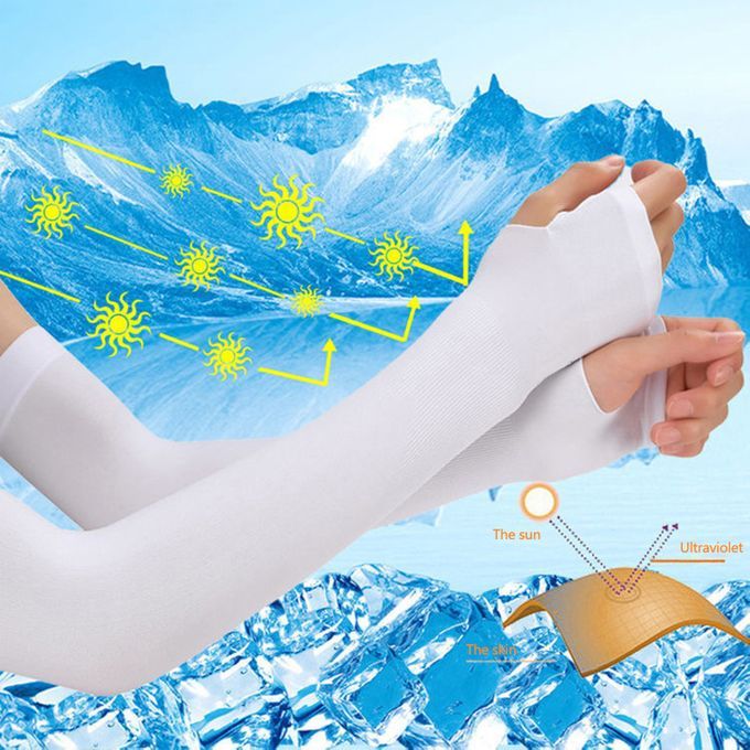 Ice Sleeves Sunscreen Outdoor Arm Sleeves For Men And Women - White
