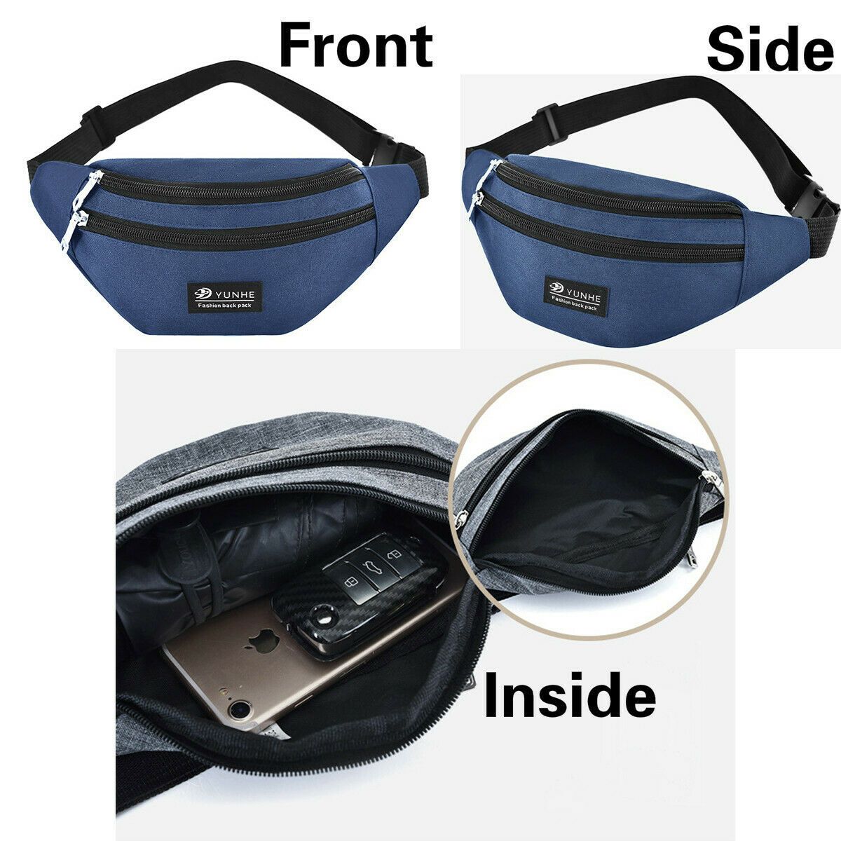 Men Women Fanny Pack Oxford Waterproof Pouch Belt Waist Bum