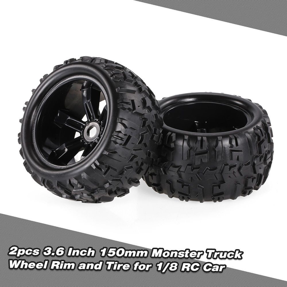 2pcs 3.6 Inch 150mm Monster Truck Wheel Rim And Tire For 1/8