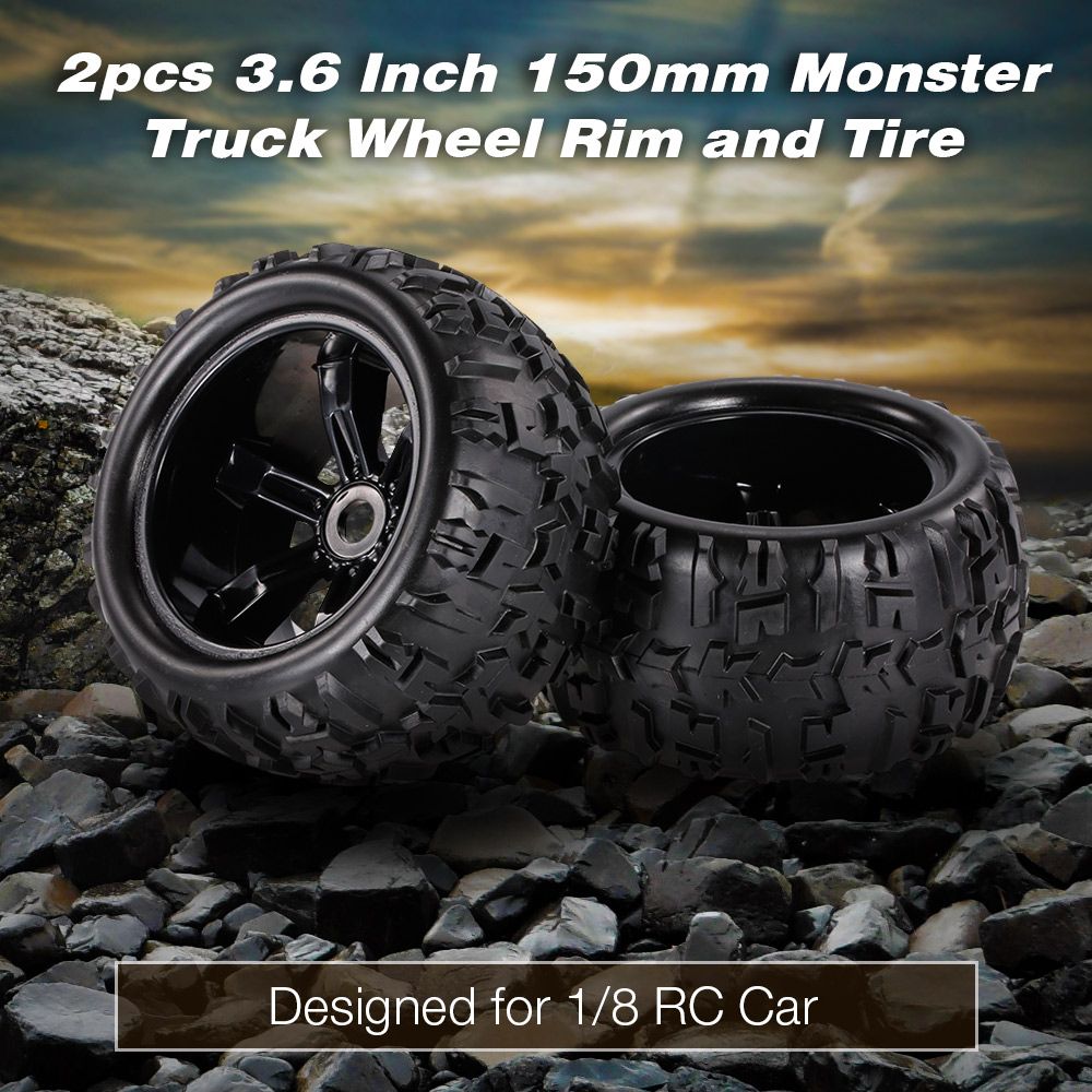 2pcs 3.6 Inch 150mm Monster Truck Wheel Rim And Tire For 1/8
