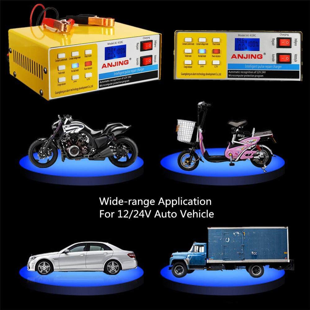250V 12/24V 200AH Car Motorcycle Repair Charger Automatic Intelligent-EU Plug 618c European Gauge